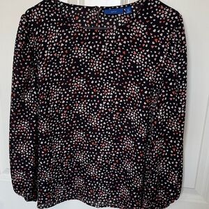Apt. 9 Black Blouse with Heart Pattern